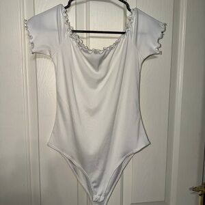 White Ruffled Short Sleeve Bodysuit